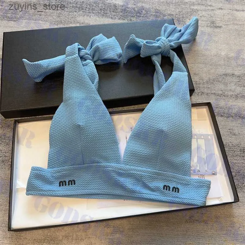 Damen Badebekleidung Sky Blue Badebekleidung Designer Brief Bikini Set Mode Womens Verband Badeanzug Hochtütig Badeanzug L49