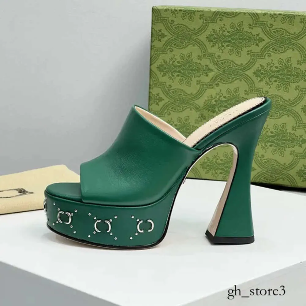 여성 패션 신발 디자이너 샌들 럭셔리 클래식 하이힐 여자 슬리퍼 g 뮬스 슬리퍼 슬라이드 여름 새로운 진짜 11.5cm 방수 하이힐 611