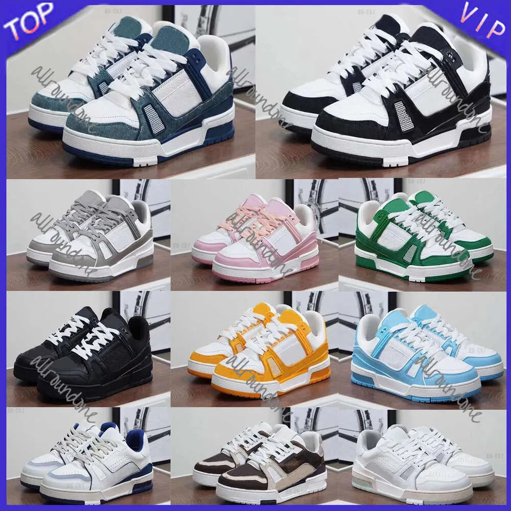 Nowy projektant Flat Sneaker Trainer EMED Buty Casual Buty Dżinsowa skóra biała zielona zielona czerwono niebieska platforma modowa Męskie Womens Low Trenerers Rozmiar 36-45 421