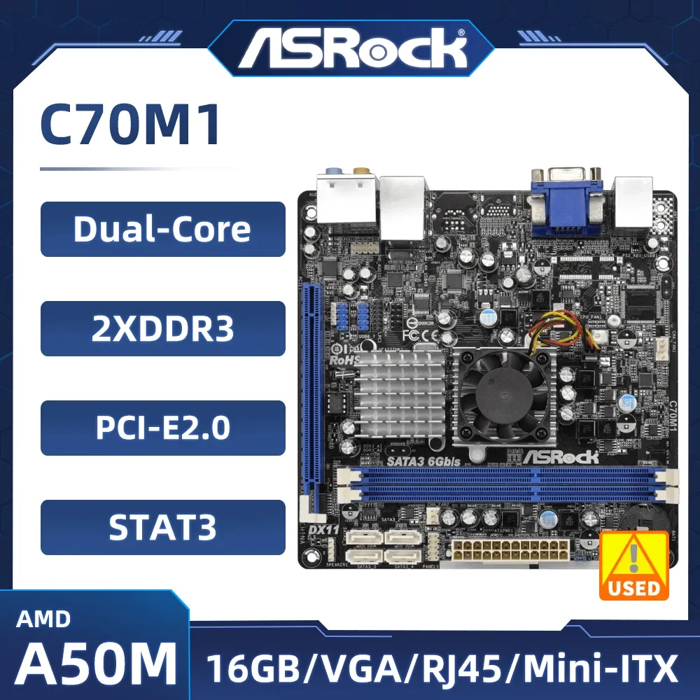 マザーボードASROCK C70M1マザーボードMINIITX AMD Dualcore Ontario C70 APU DDR3 1333 16GB USB 2.0統合AMD Radeon HD 7290グラフィックス