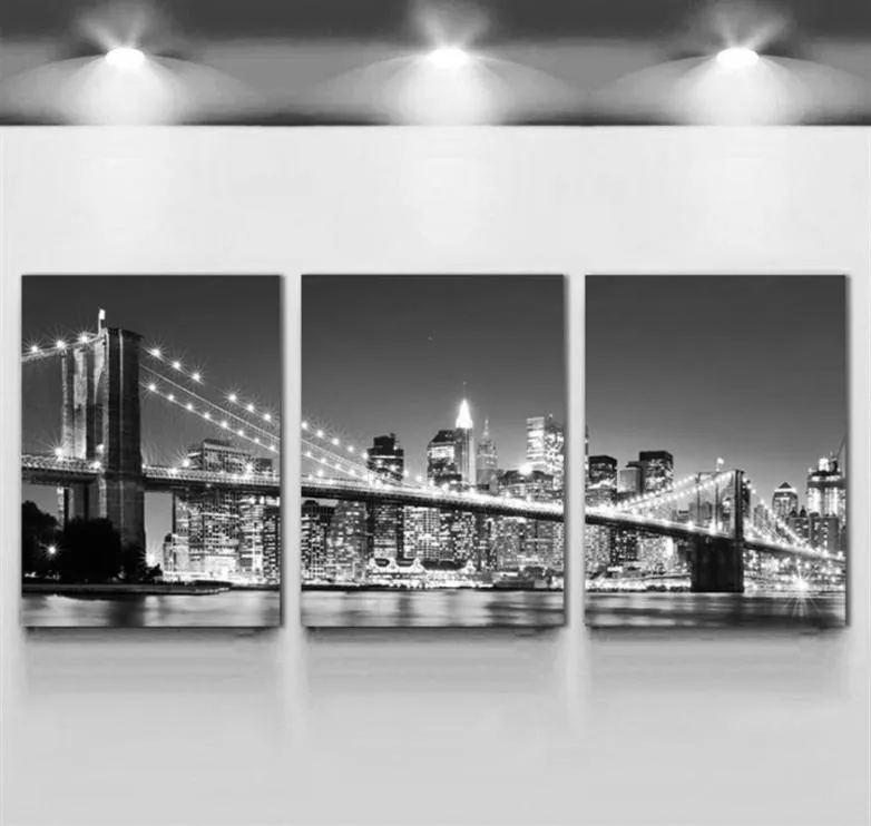 3 stycke säljer modern väggmålning New York Brooklyn Bridge Home Wedding Decorative Modular Picture Print på Canvas No Framed278Y1169646