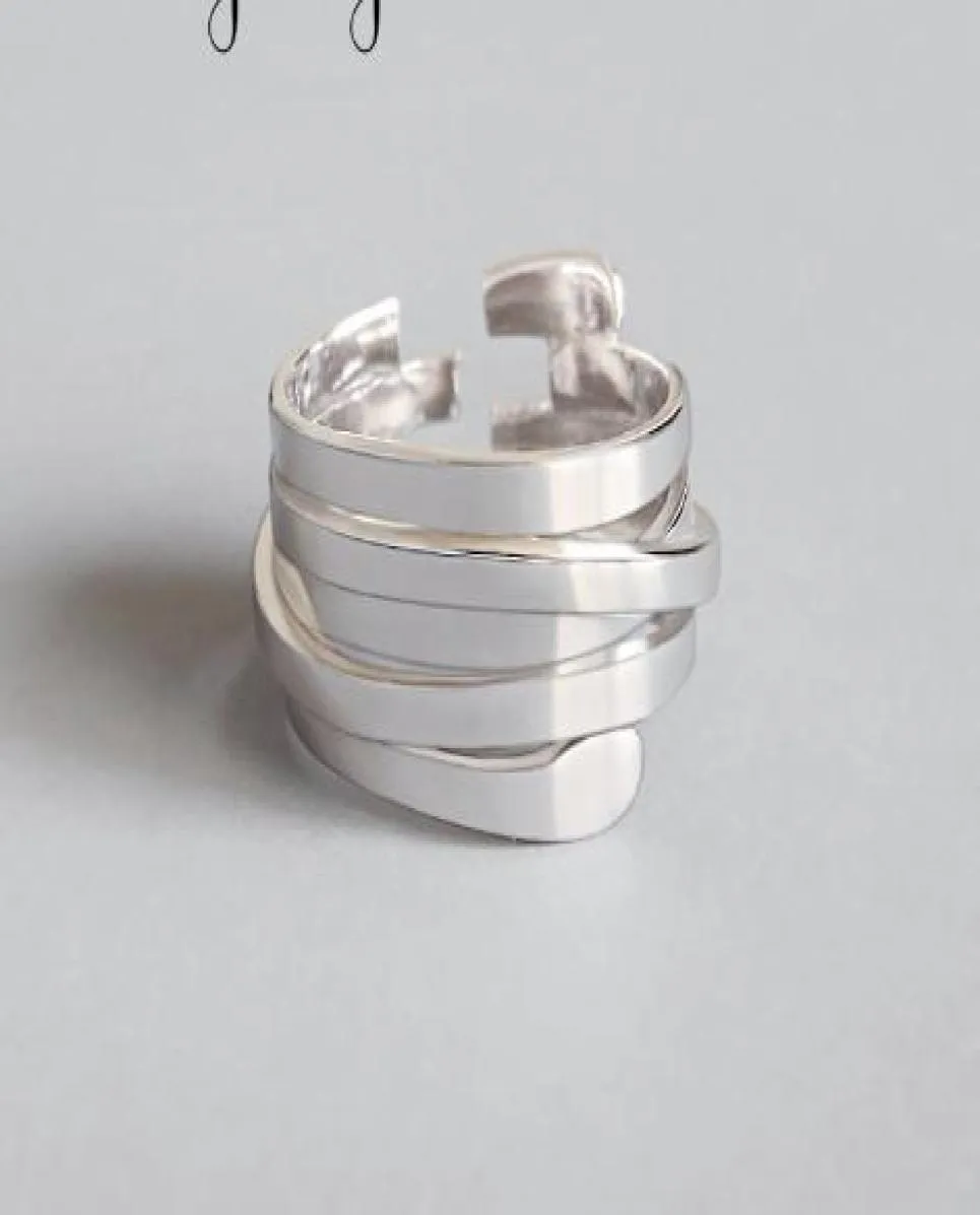 Personalità esagerata 925 anelli geometrici irregolari d'argento per donne che fidanzati gioielli di gioielli aperti anelli di dita 8010548