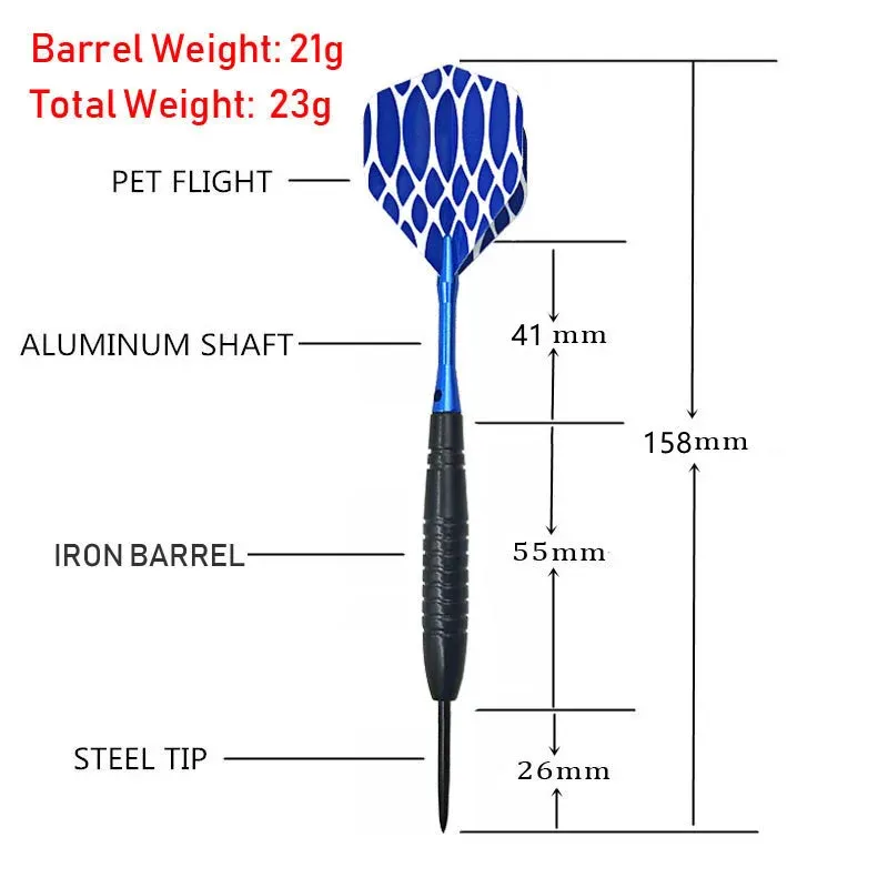 Fox Smiling 3pcs Dart 23g Steel Tip Needle Point Darts With Aluminum Shafts
