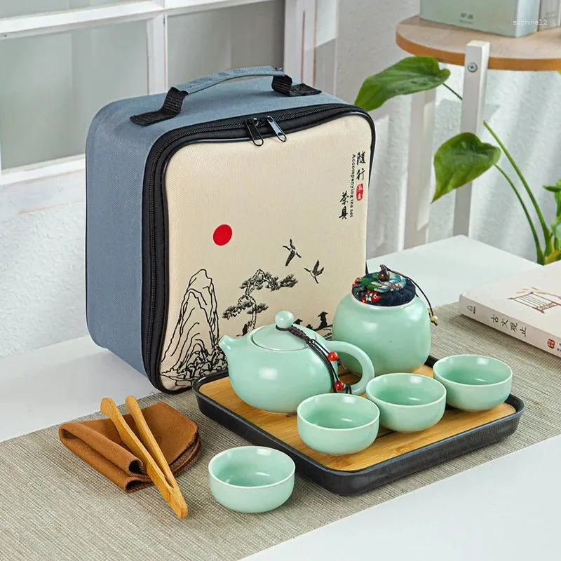 Ensembles de voiles de thé en céramique tasses de thé en porcelaine en porcelaine de théâtre portable de voyage de voyage de camping