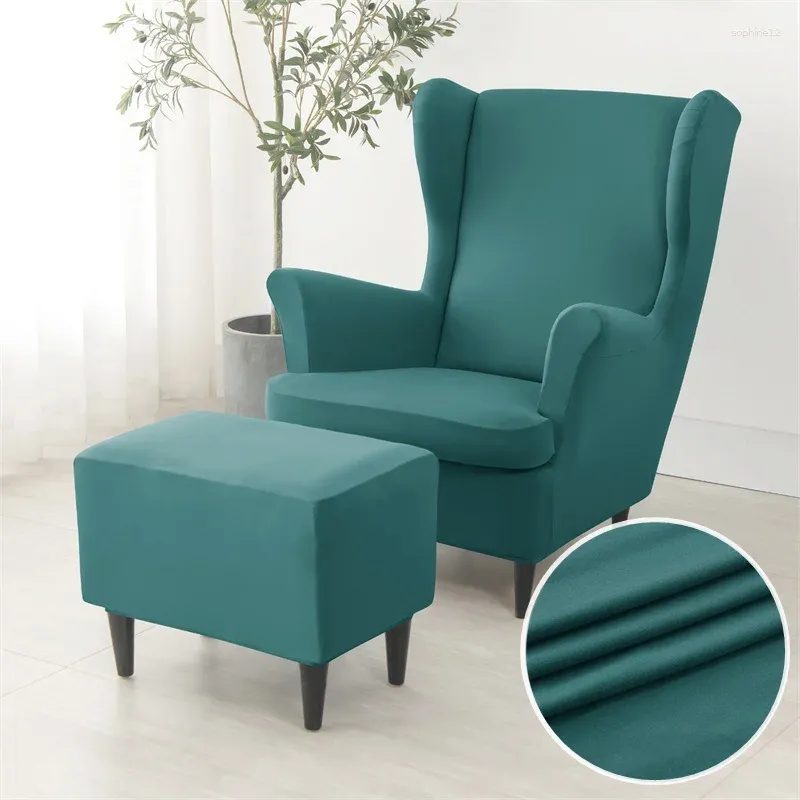 Chair Covers Stretch Spandex Wing Cover Elastic Sloping Back Armchair Sofa Slipcovers With Seat Cushion Protector Home Decor