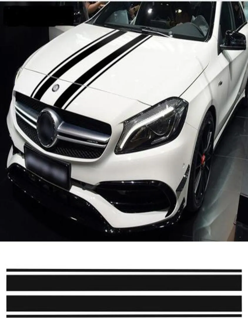 Editie 1 -stijl motorkapstrepen Hood Decal Engine Cover Stickers voor Mercedes Benz A C GLA GLC CLA 45 AMG W176 C117 W204 W2058451812