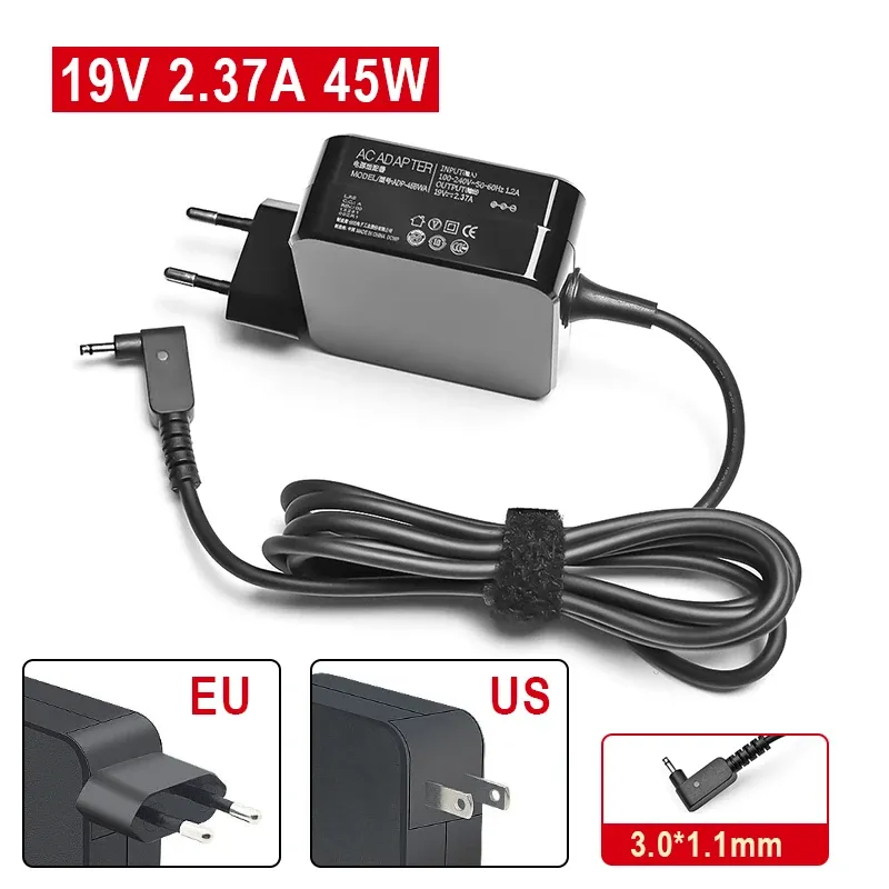 Suprimentos 19V 2.37A 45W 3.0x1,1mm Adaptador CA Substituição do carregador de laptop para ASUS ZenBook UX21E UX31K UX32 UX42E UX31E Coberur