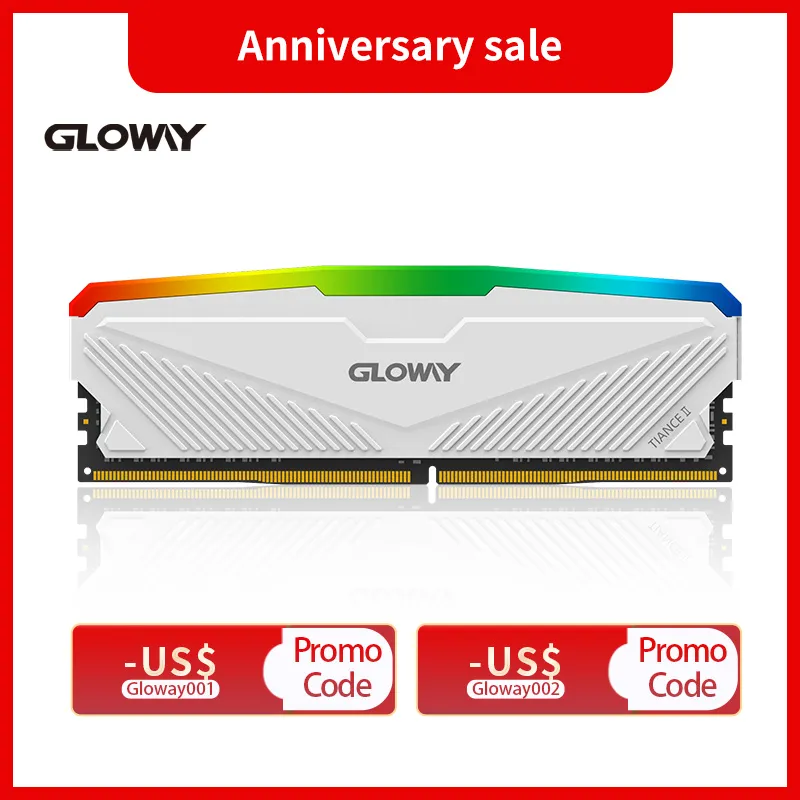 Gloway Memoria RAM RGB DDR4 8GB 16GB 3200MHz 3600MHz Kit 8GBx2