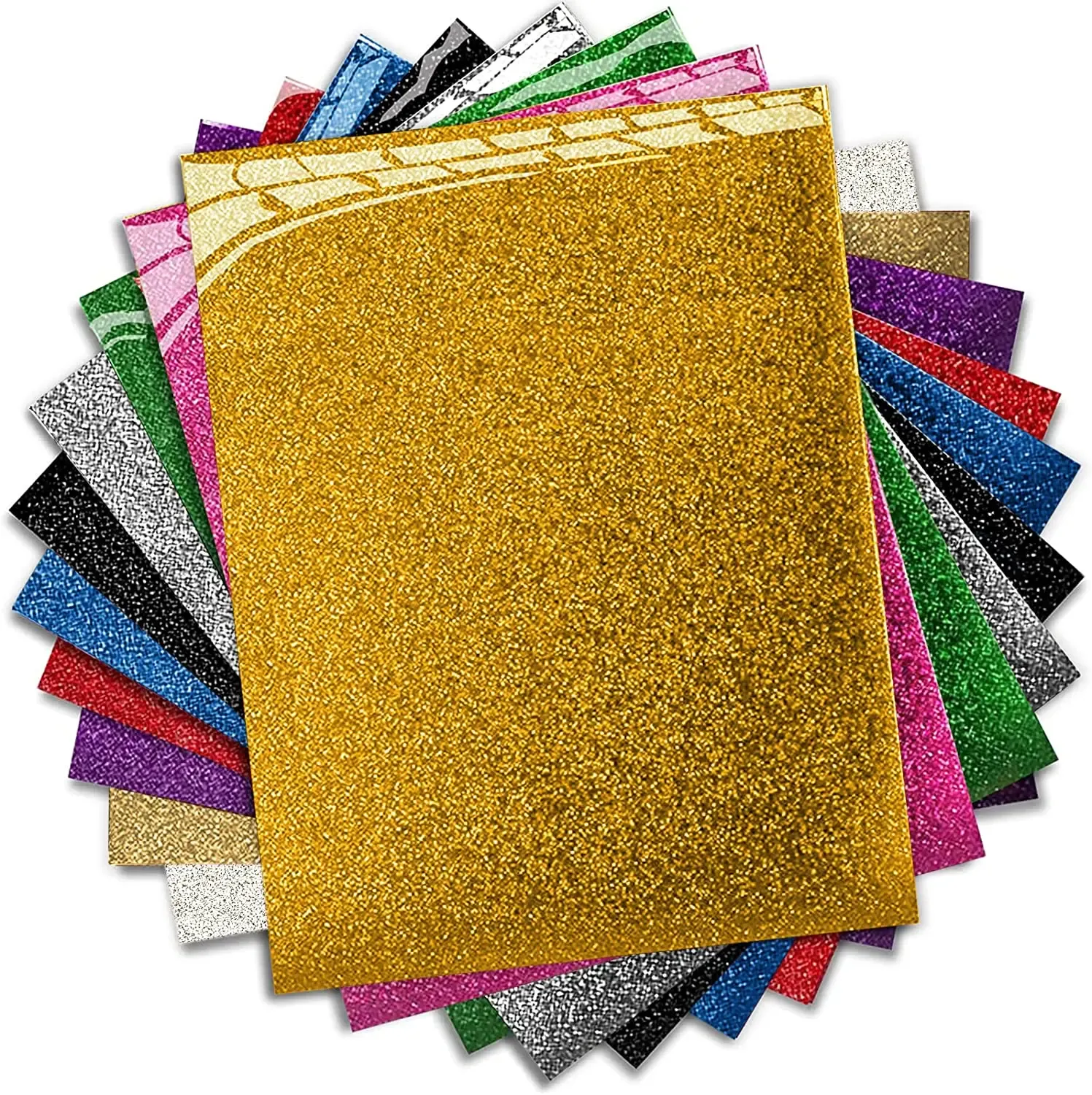 Films glitter warmteoverdracht vinyl 24 pack ijzer op vinyl voor doe -het -zelf -t -shirts, 24 -assorteerde kleuren htv glitter bundel van warmtepers vinyl