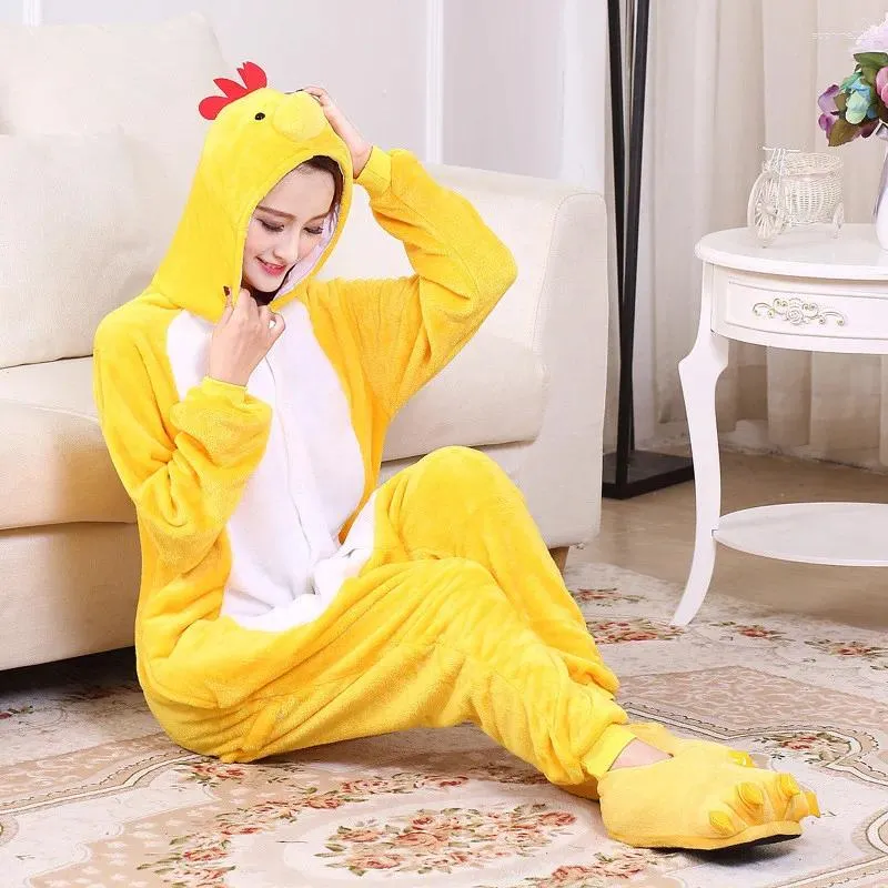 Vêtements à domicile Pyjama en peluche Robe Adult Animalcartoon Siamois Zodiac Chicken Animal Service Rooster Costume Flanelle