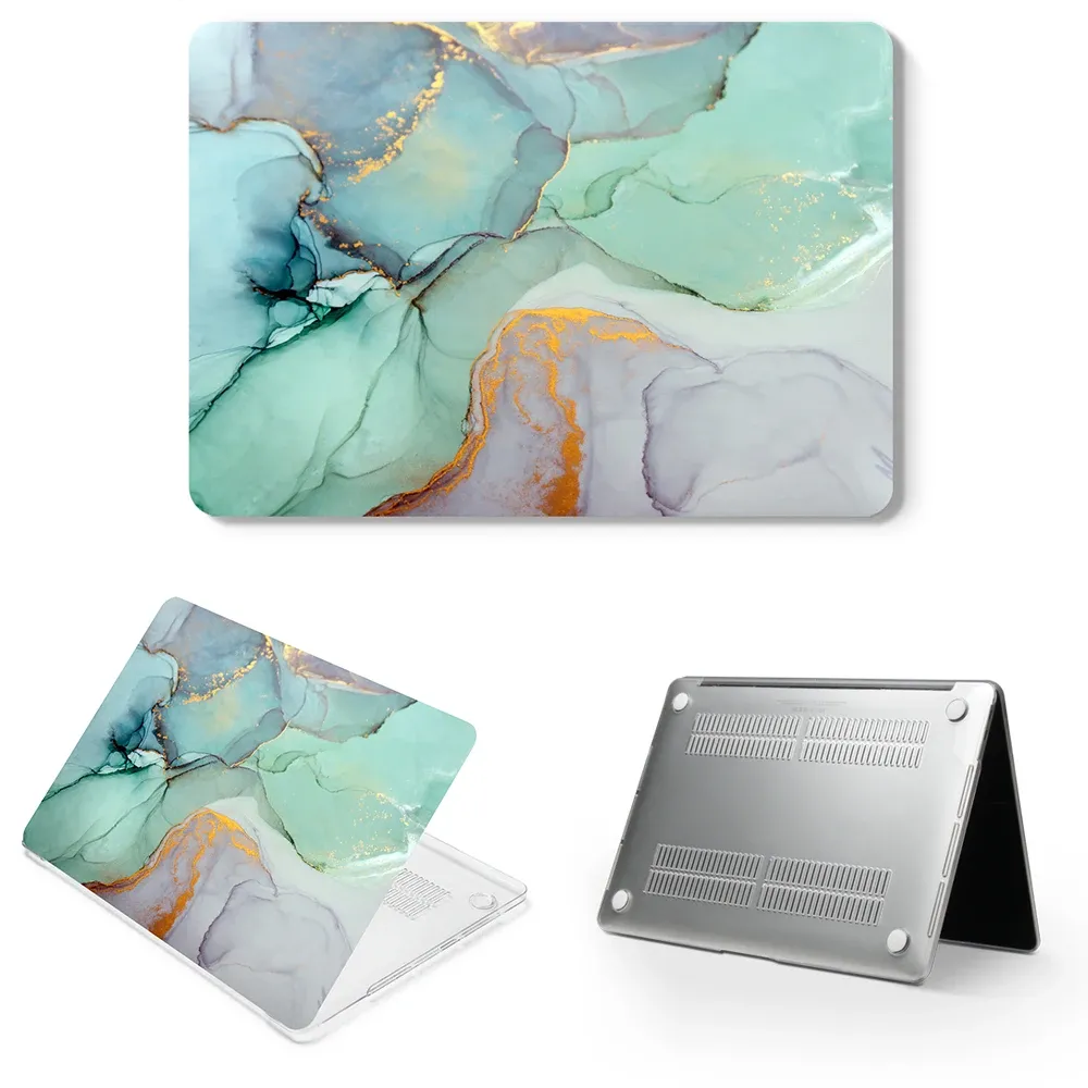 Przypadki Laptopa dla MacBook Air Pro 11 12 13 15 16 Złota Marble Hard Cover for New Mac Mook 13 M1 Fundda A2337 A2179 A1466 A2289 A2338