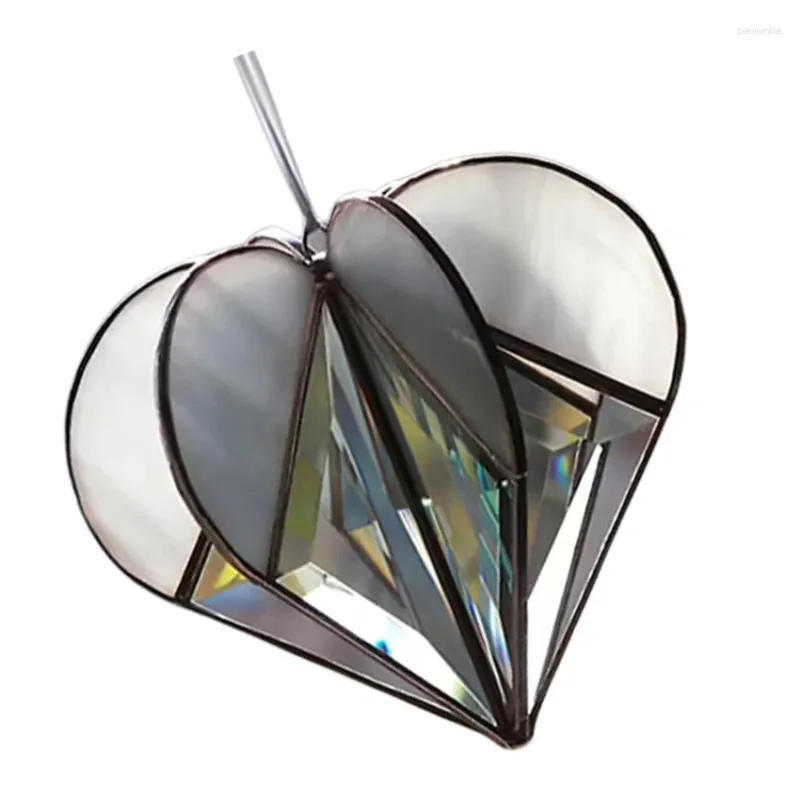 Pegatizas de ventana Corazón de múltiples lados Swatcher Decoración colorida de vidrio 3D Decoración colgante