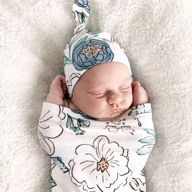 Baby Swaddles Recém -nascido Swaddle Blanket Infant Sleep Sack Wrap Hat Set