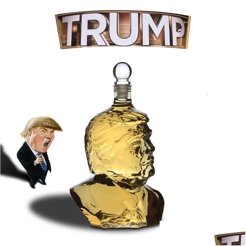 Şarap Gözlükleri Yenilik Trump Baş Şekleli Tasarım Barware Kurşun Viski Dekanter likör Scotch Bourbon 230719 Damla Teslimat Dhley