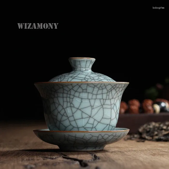 Чашки блюдцы Wzamony китайская Longquan Celadon Фарфоровая Gaiwan China Peatcups Boucerea Mouw