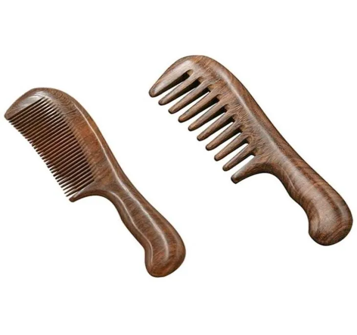 Brosses à cheveux 2pcs Sandalwood Wide Tooth Peigt bouclé portable Portable Wood Massage Tool Fine 260I7551266