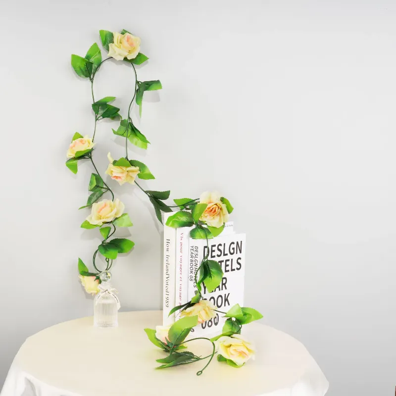 Dekorativa blommor Artificial Rose Ivy Vine Real Touch Silk Flower String Hem Hanging Garland Party Wedding Decor