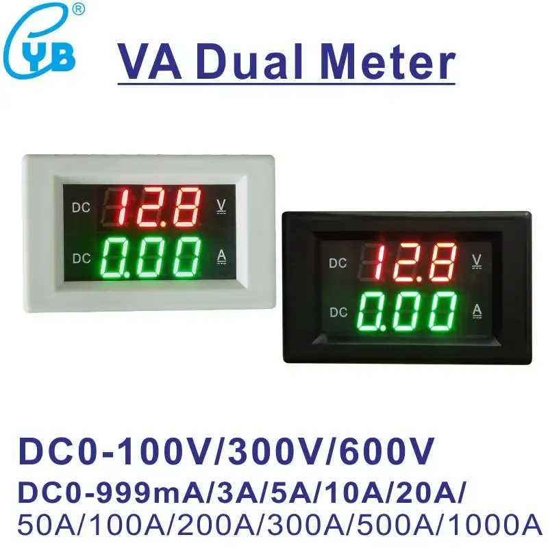 YB4835VA DC 100V 300V 600V Voltmetro digitale Voltmetro di tensione di tensione Voltage Display LED VA Dual Meter AmperEmeter 3A 10A 20A 50A