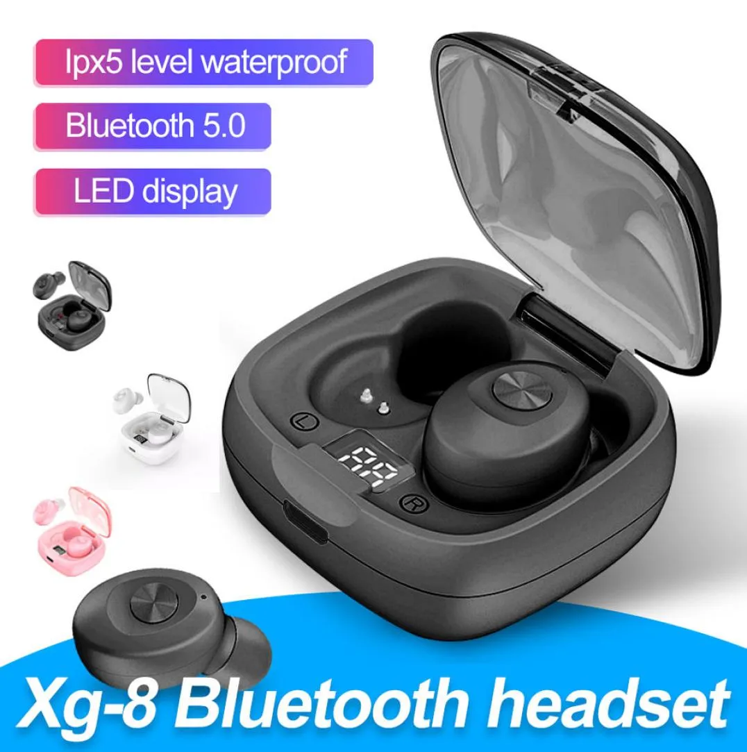 XG8 TWS Bluetooth Earphone Stereo Bass Sound LED Display Charger Wireless Earbuds Hand Candy Color Sport Headphones with Ret6461882