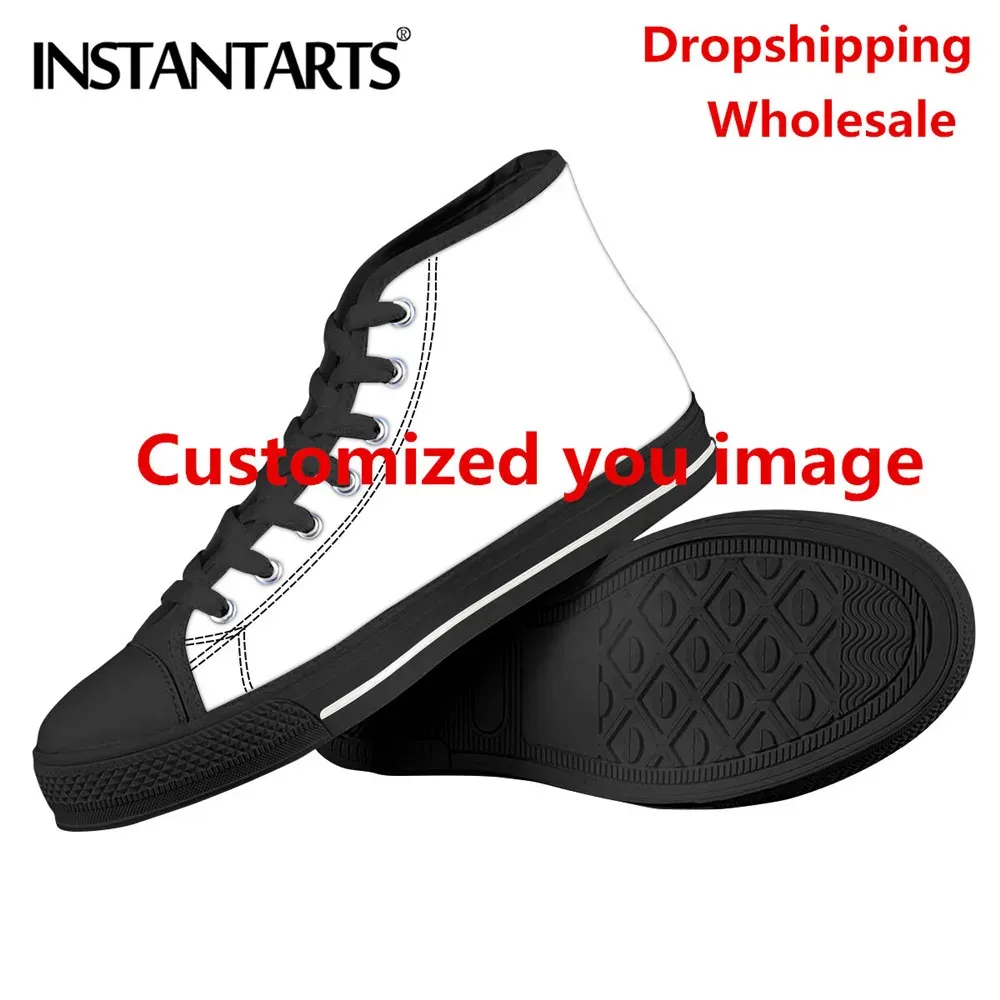 Boots Instantarts Custom Image /name/animal Personalize Men Vulcanized Flats Sneakers High Top Male Canvas Shoes Zapatos De Hombre