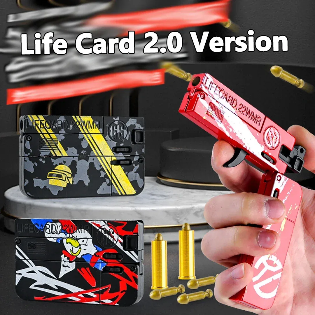 1PCS Life Car Alloy Soft Bullet Pisting Folding Children's Tide Play Metal Card Gun Boy Spielzeug