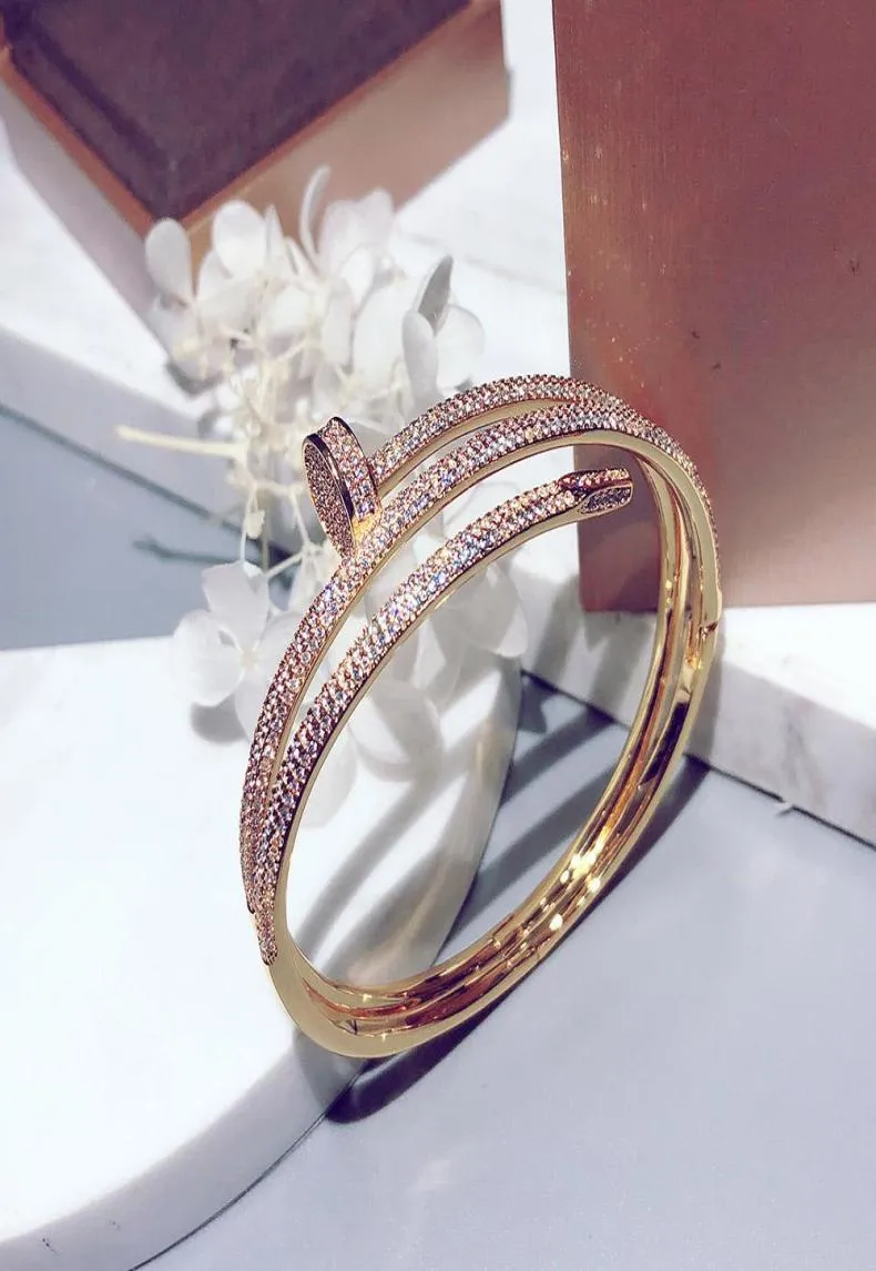 2019 Популярный бренд S925 Серебряное покрытие S Nail Bracelet Двойной кольцевой браслет классический дизайн тренд модный танцевальный вечерин