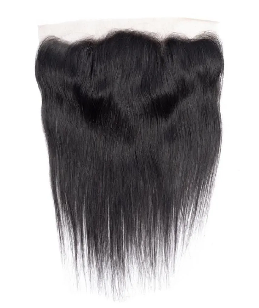 أعلى البرازيلي البرازيلي نسج الشعر البشري مستقيم 13 × 4 الدانتيل الإغلاق الأمامي الأذن إلى أذن حريرية غير مجهزة تمديد الشعر المستقيم FR1057654