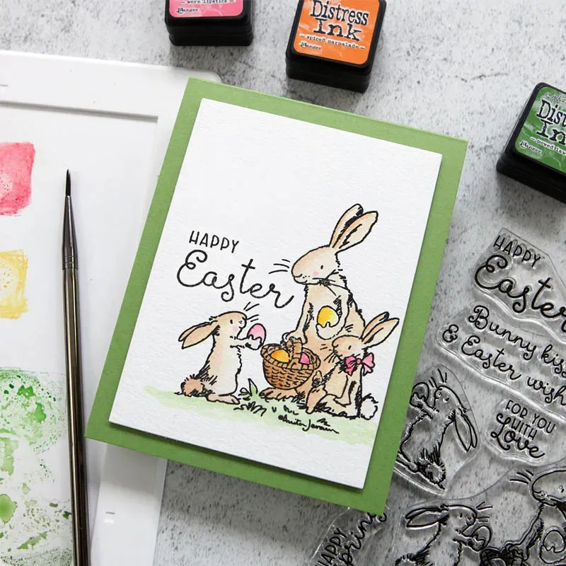 Easter Bunny Clear Rubber Stamps - Transparent Silicone Stamps For Card Making & Scrapbooking