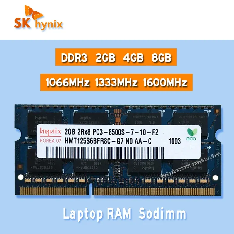 Rams SK Hynix DDR3 2GB 4GB 8GB 1066MHz 1333 MHz 1600MHz Ram Sodimm Pamięć laptopa PC3 8500S 10600S 12800S