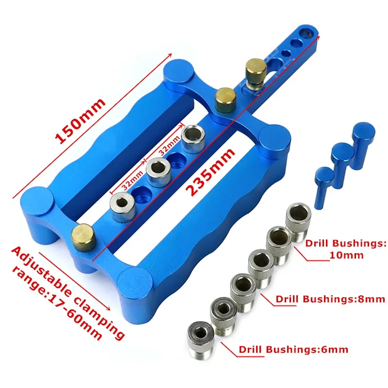 thumbnail image 2 of Woodworking Drill Guide 3-in-1 Doweling Jig Kit - Aluminum Drill Guide For 6/8/10mm Holes Woodworking Self Centering Drill Guide 2 of 13