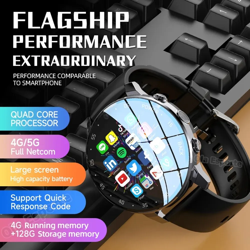 Yeni 2024 Global Smartwatch Desteği 4G/5G SIM Kart Erkekler GPS Çift HD Kamera Kalp Hızı IP67 Su geçirmez Kadınlar Akıllı PK S8 Ultra