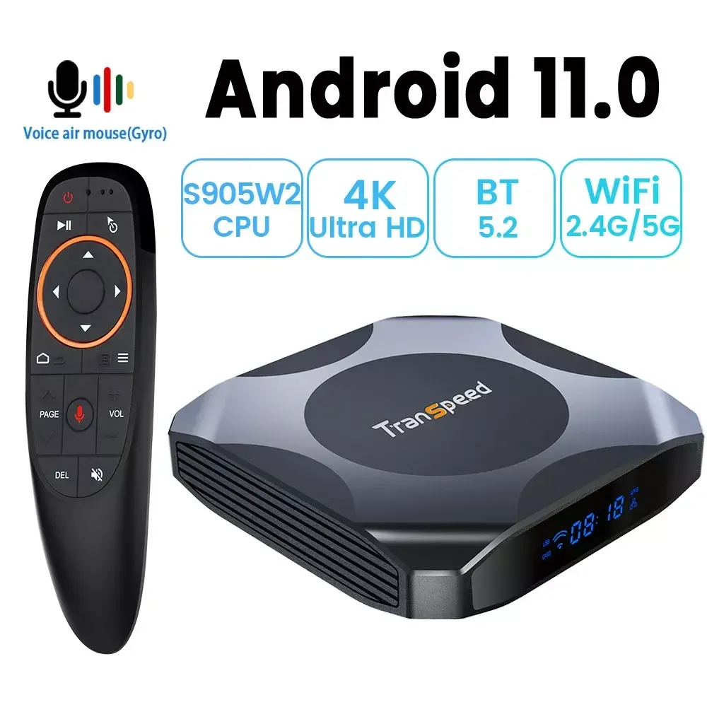 Box Amlogic S905W2 TV Box AV1 Android 11 Malig31 MP2 Dual WiFi BT5.2 Media Player 1080P 4K 3D Fast TV -mottagare Set Top Box