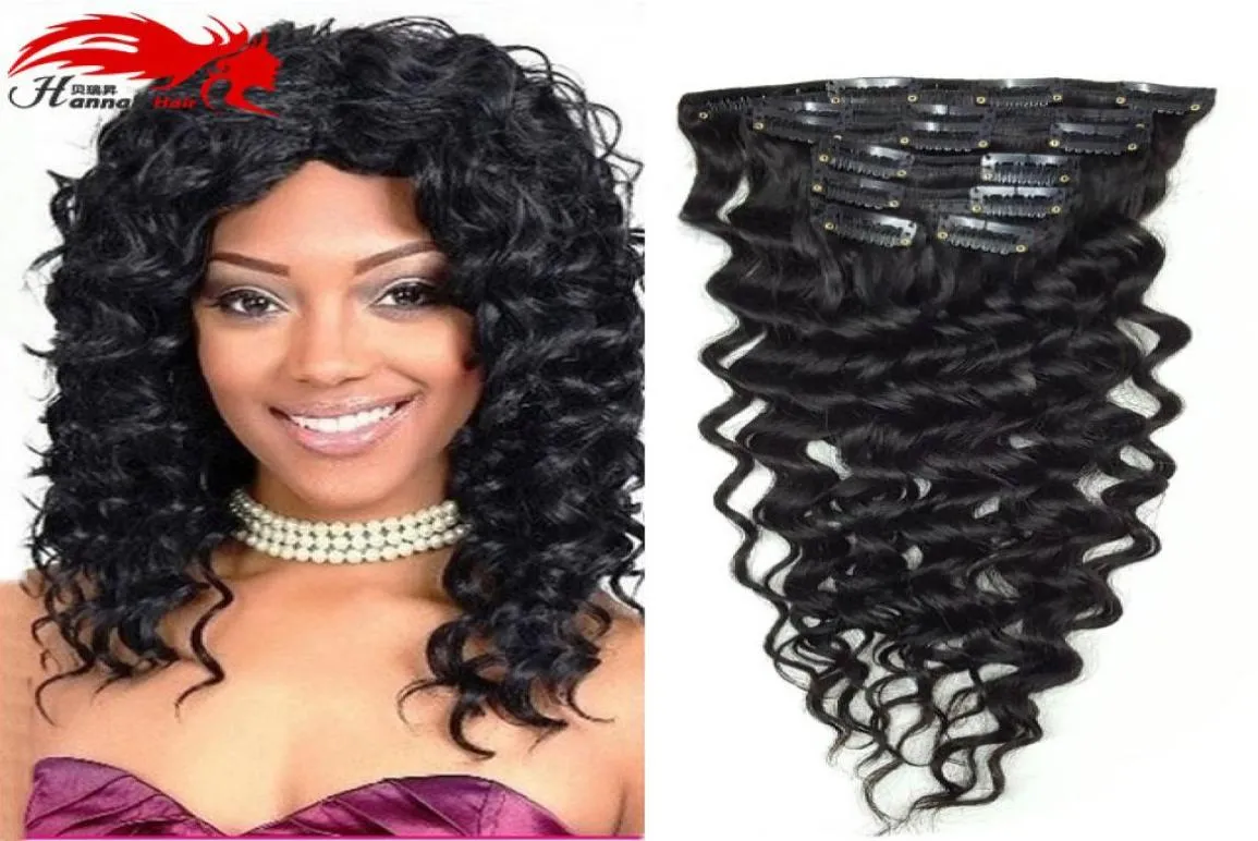 Hannah product Clip In Hair Extension Deep Curly Wave Human Hair Extensions 7A Brazilian Hair Clip In Extension9271876