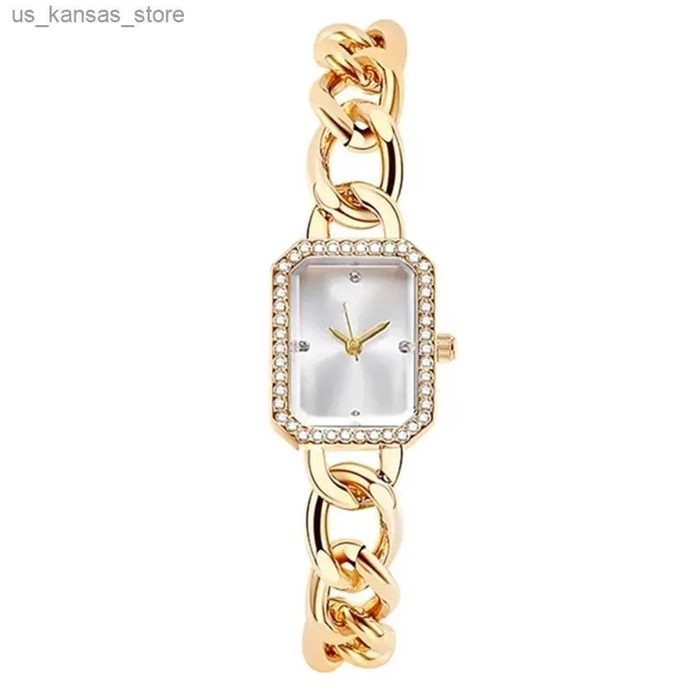 Wristwatches Simple Ladies Luxury TVK Brand es Fashion Square With Diamonds Women Quartz Stainless Steel Bracelet Dresses Clock240409