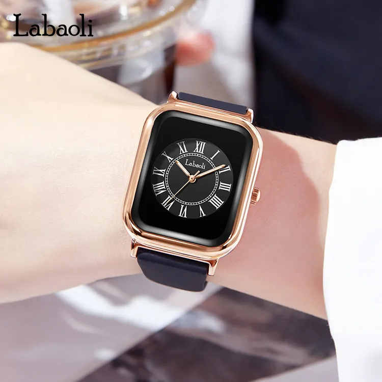 Womens light luxury fashion temperament watch womens silicone belt waterproof explosion square 35MM quartz watch
