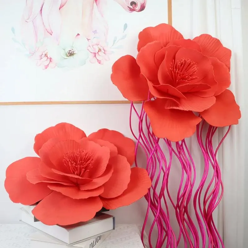 Fiori decorativi grandi rosa peam fiore in schiuma el casa per matrimoni Disposizione sfondo simulazione 3d fondo piatto