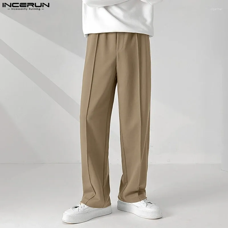 Herrenhosen Incerun Männer lässig Solid Color Jogger losen elastische Taille gerade Hosen Streetwear 2024 Mode Korean Long