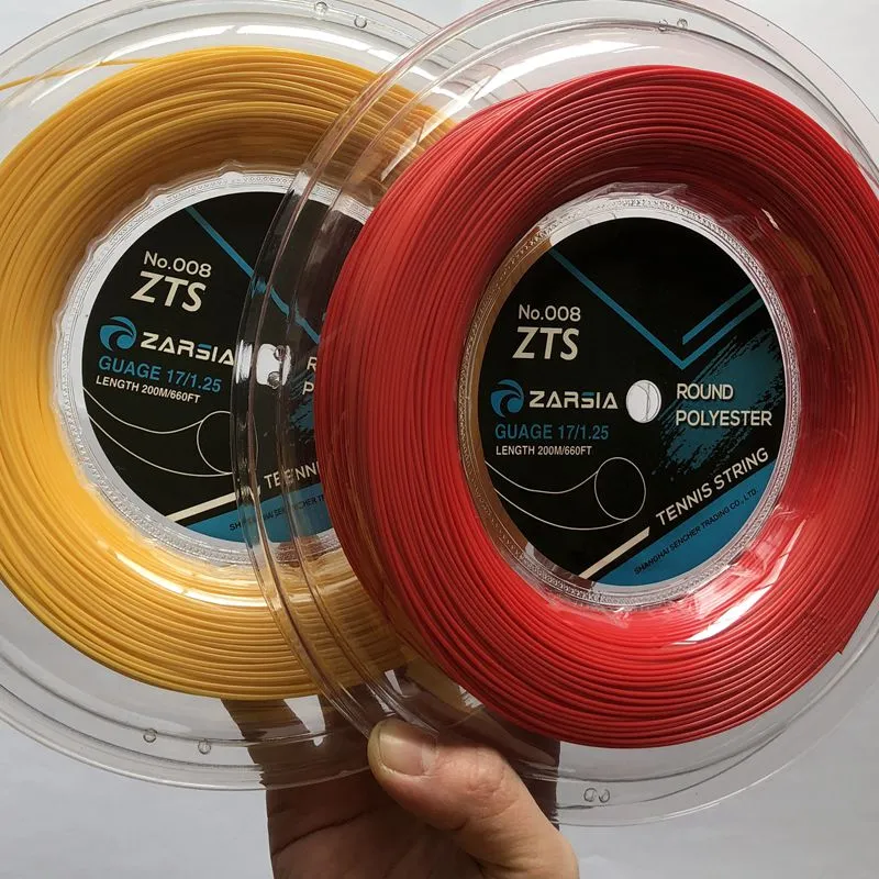 (200 m/Rolle) Echtes Zarsia Taiwan Runde Form Polyester Tennisschnur 1,25 mm langlebiger Tennisschläger rot/Gelb