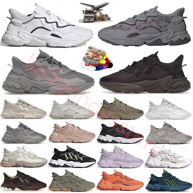 Ozweego nuage de cargaison blanche cendres perle noire gris glancé jaune trace beliss pâle nue merveille aluminium craie perle valentin jour de rue chaussures vertes solaires verts