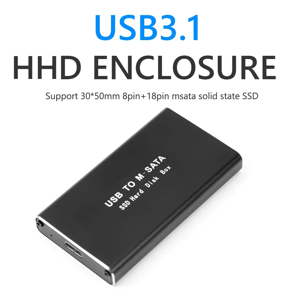 Behuizing gudga msata naar USB 3.1 harde schijf case msata usb 3.0 adapter mini ssd case externe vaste toestand schijf voor msata ssd harde schijf