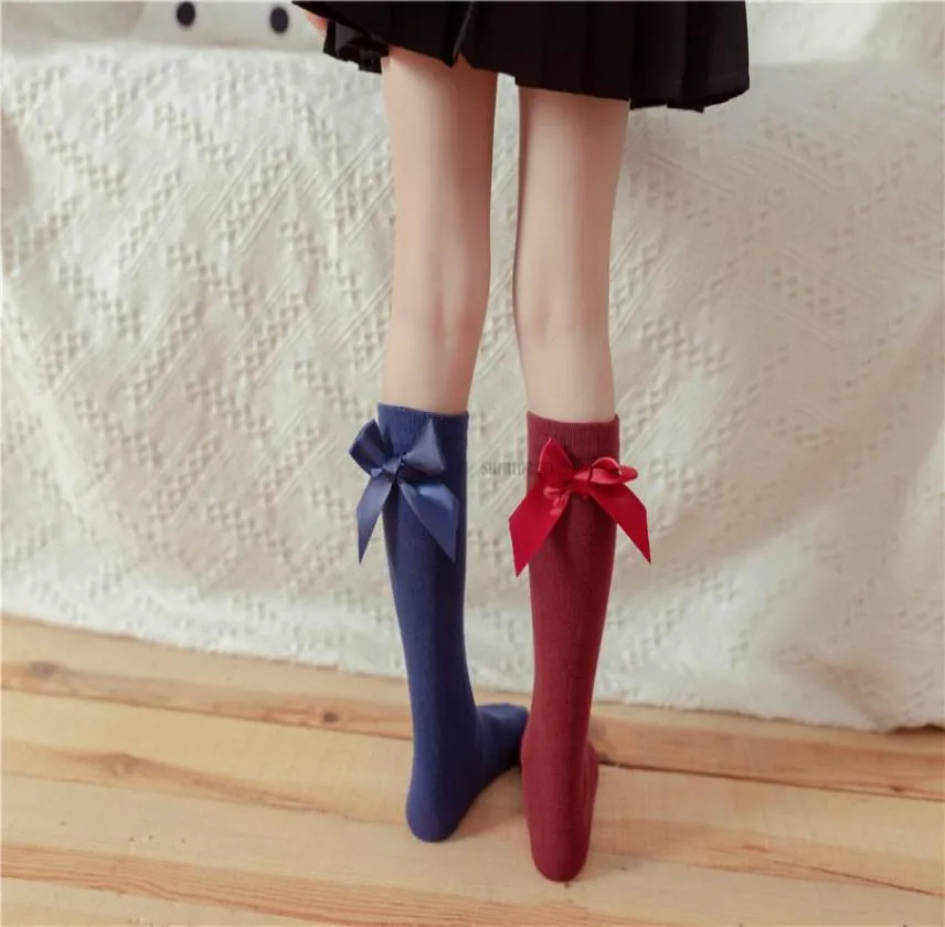 Ins Kids Socks Girl Ribbon Bows Long Sock Children Break Cotton Princess Leg Girls Studenten Dance Legs A75469474179