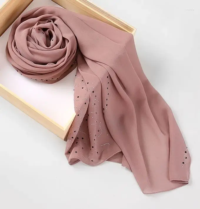 Ethnische Kleidung MSL145 Frauen Kristall Chiffon Hijab Luxus Hijabs Schalschal