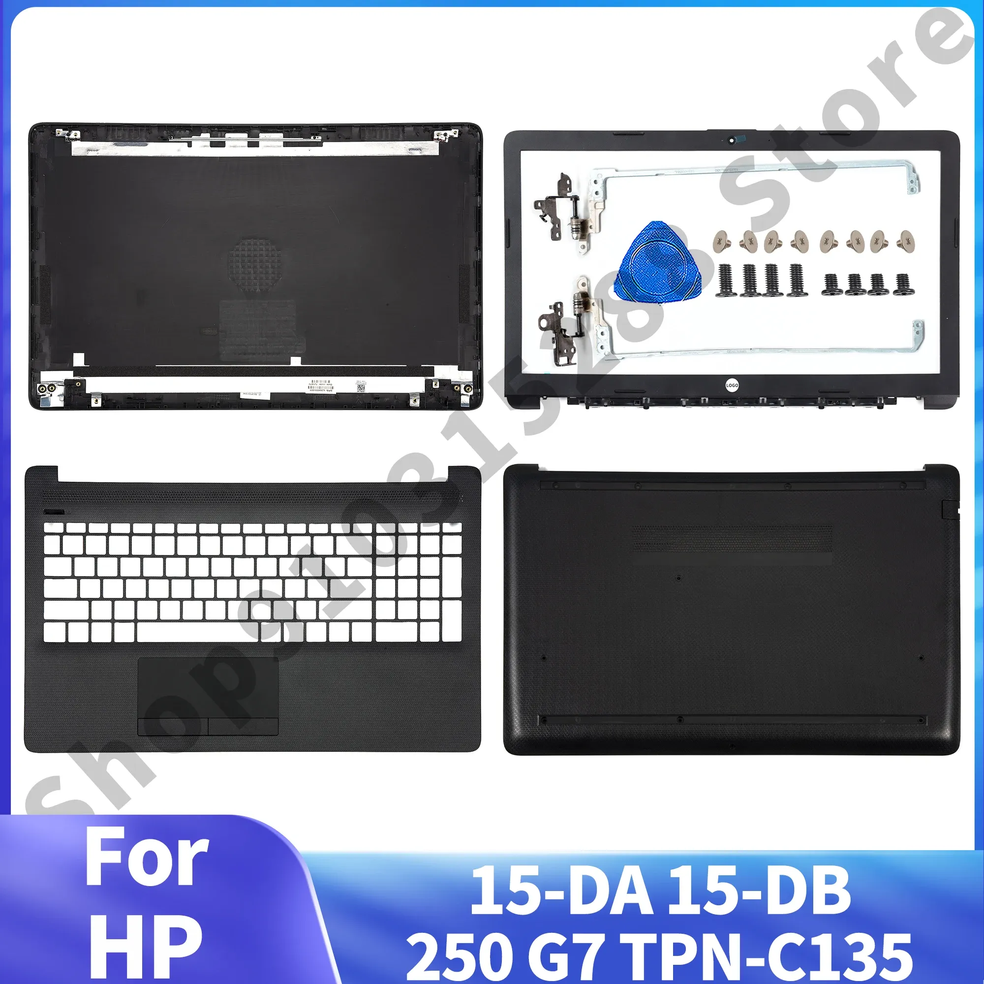 Fall Nytt toppfodral för HP 15DA 15DB 250 G7 255 G7 15DA0014DX Laptop LCD Back Cover/Front Bezel/Hinges/Palmrest/Bottom Case