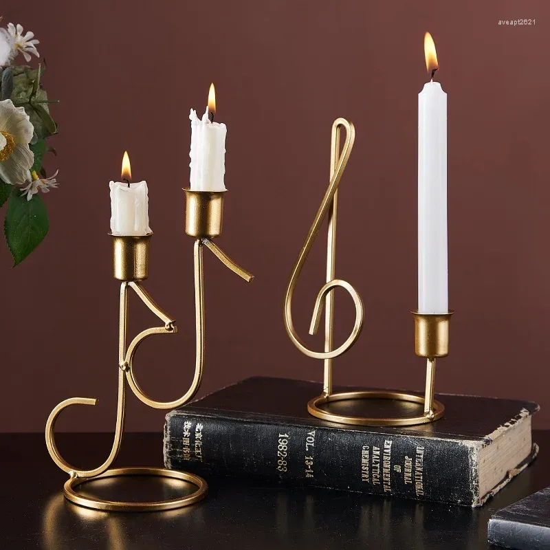 Titulares de velas Nota de metal portador Casamento Romântico Candlelight Dinner Props Western Food Decoration Table Ornaments