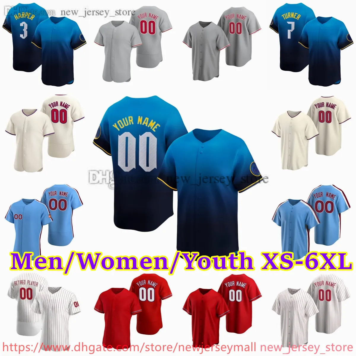 カスタムXS-6XL 2024 City 3 Bryce Harper Bryson Stott Baseball Jersey Trea Turner Kyle Schwarber J.T. Realmuto Alec Bohm Nick Castellanos Aaron Nola Connect