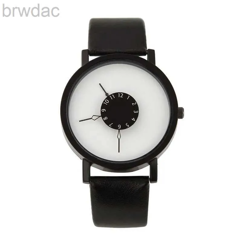 Женские часы популярная новая концепция личности обратный указатель Женщины и мужские часы простая черная белая пара Quartz Quartz Bristatch 240409