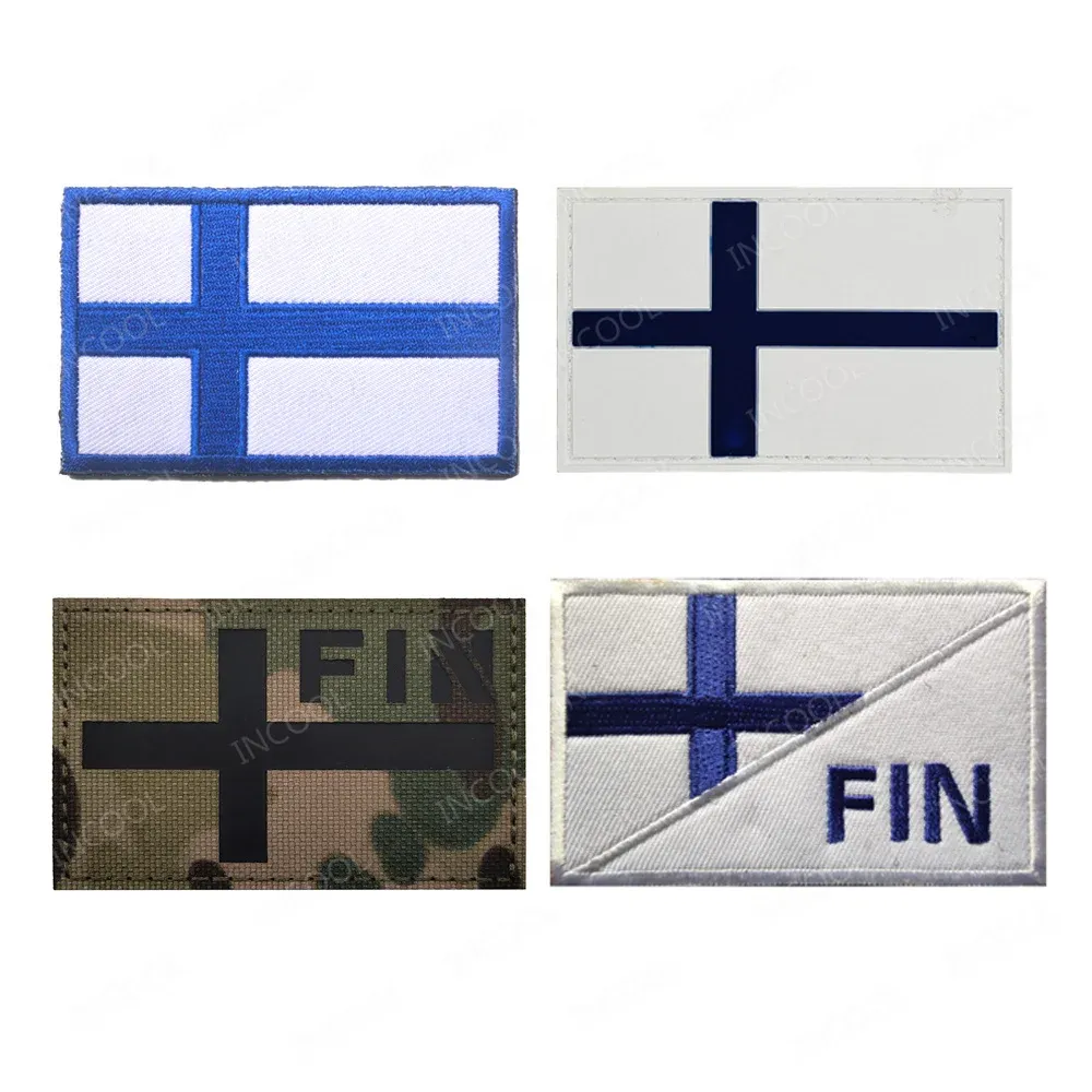 Finlândia Flag bordado Patch PVC Borracha nacional Fin Suomi Patches Patches Tactical Militar