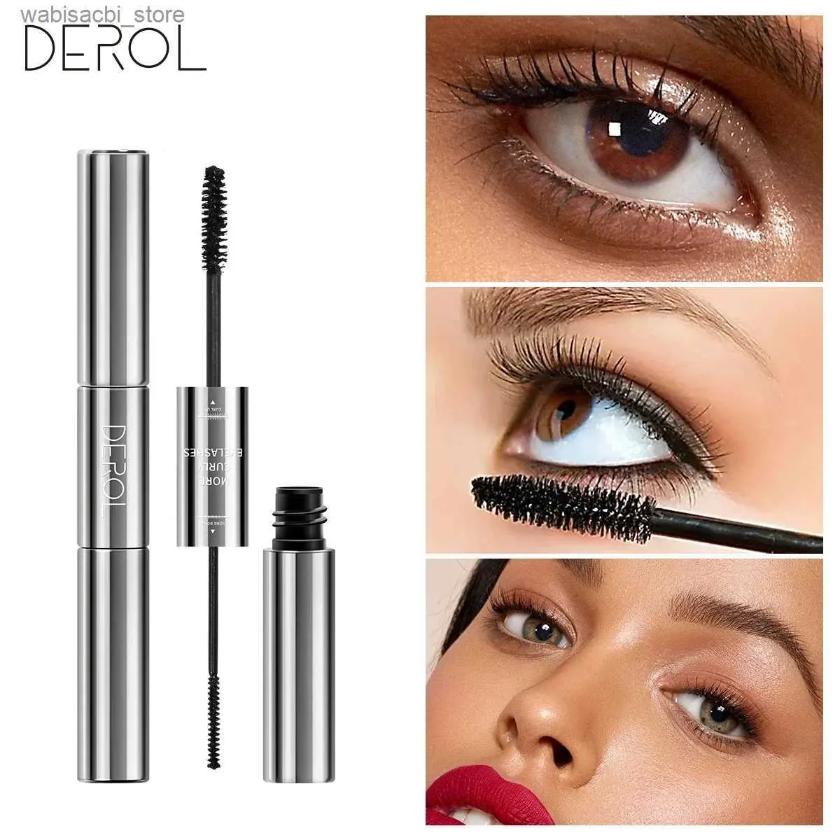 Mascara derol a doppia testa mascara naturale foldhy longitura ciglia nere ciglia in fibra mascara impermeabile per occhio longing eye beauty trucco L49