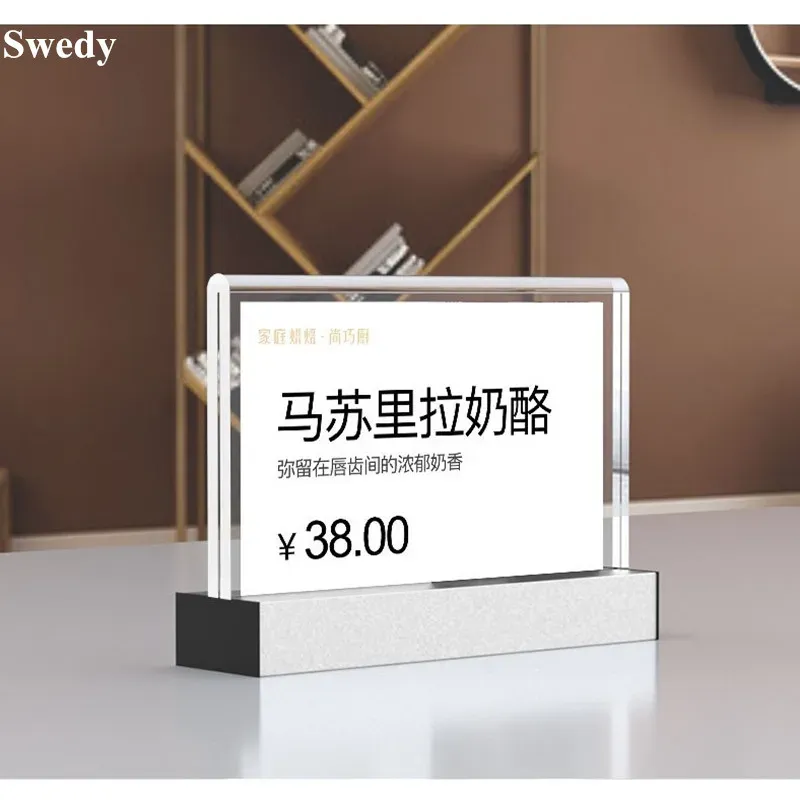 100x70mm Table Acrylic Sign Holder Display Stand Price Label Paper Tag Block Picture Photo Frame Number Card Stand