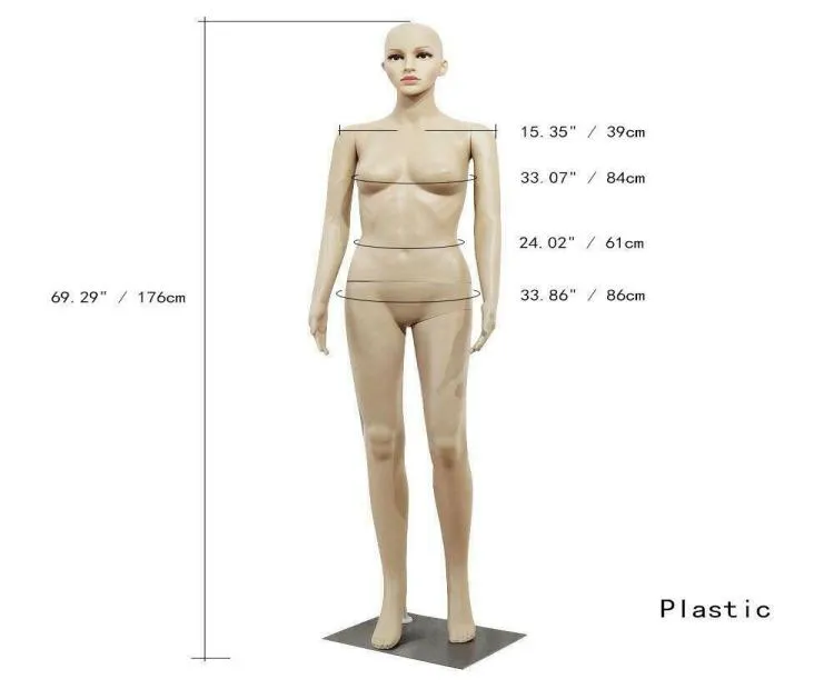 Helkroppskvinnlig mannequin wbase Plastic Realistic Display Head Turns Dress9313506